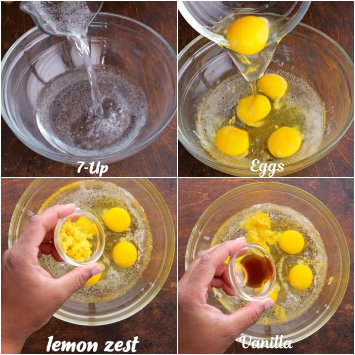 Mixing wet ingredients.