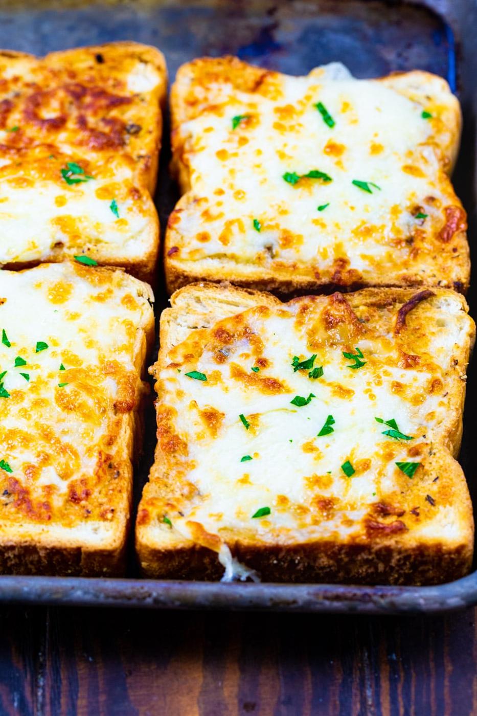 Air Fryer Cheesy Texas Toast on a baking sheet.