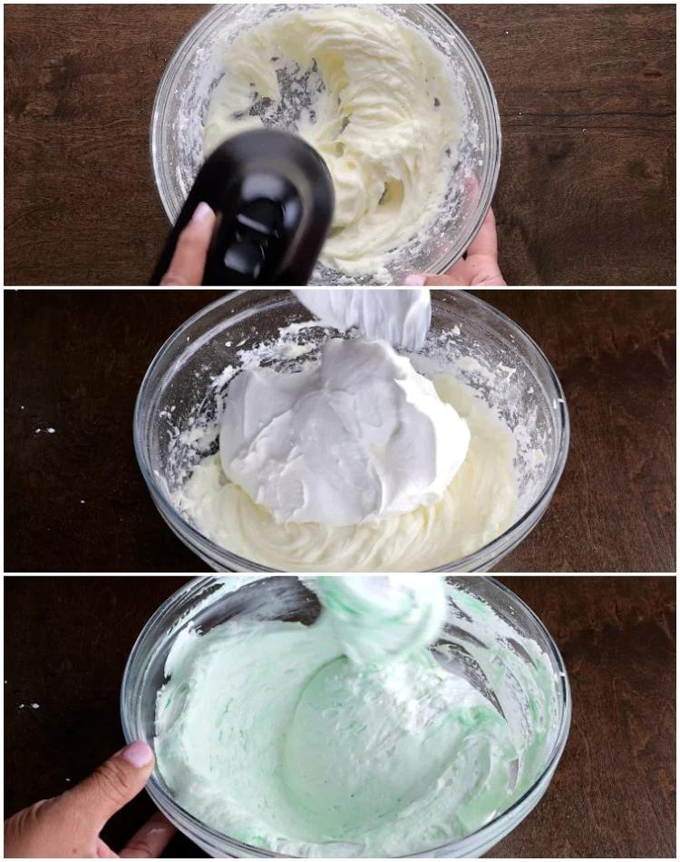 Mixing cream cheese layer.