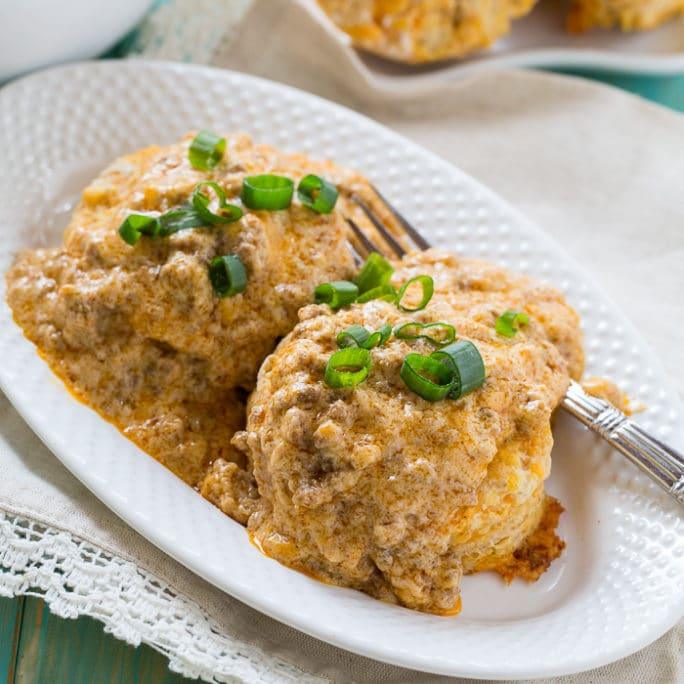 Sweet Potato Biscuits with Chorizo Sausage Gravy
