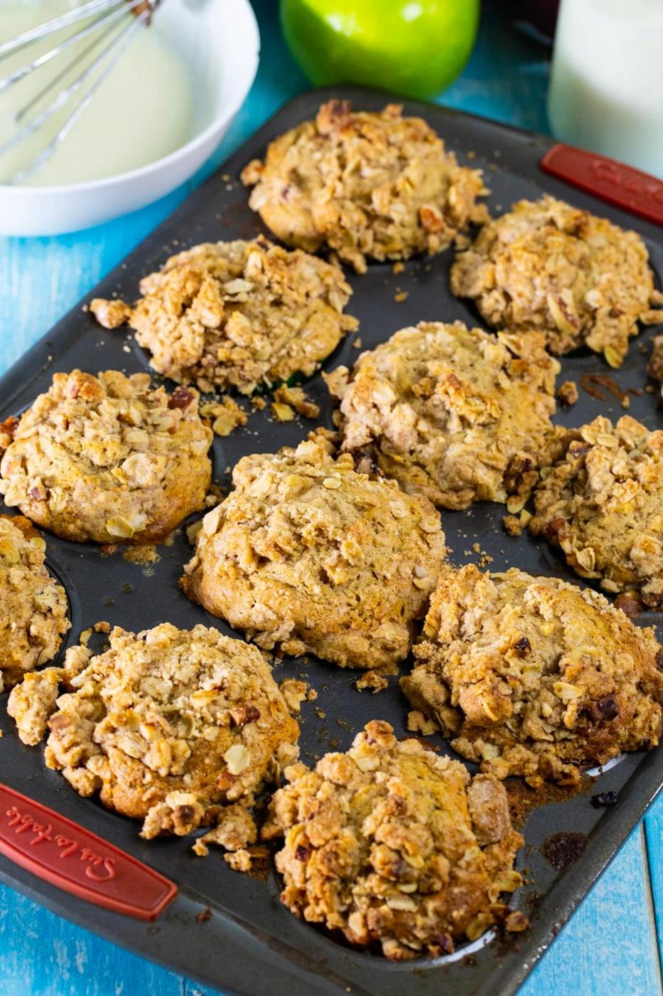 Apple Spice Muffins in muffin tin.