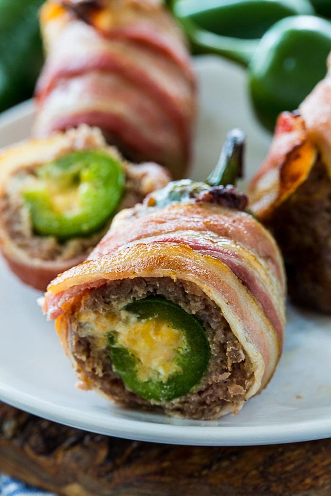 Armadillo Eggs wrapped in bacon