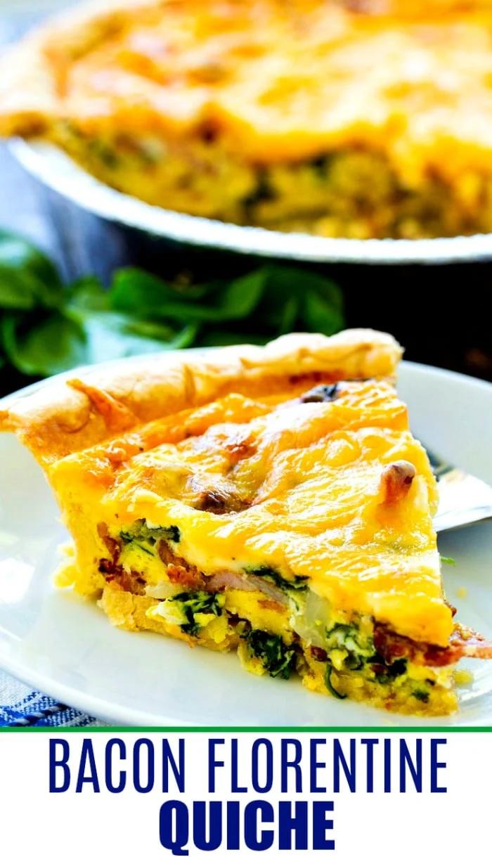 Slice of Bacon Florentine Quiche.
