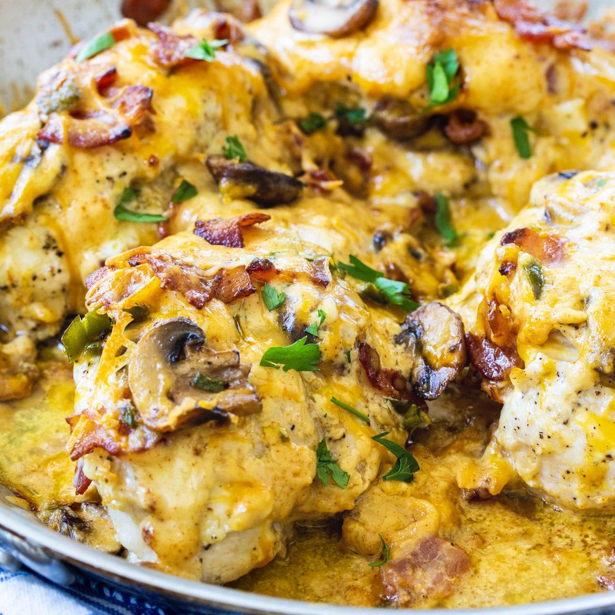 Bacon, Mushroom, and Cheese Stuffed Chicken
