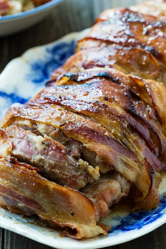 Bacon Wrapped Maple Glazed Pork Loin