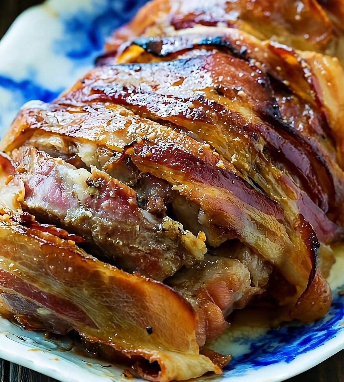 Bacon Wrapped Maple Glazed Pork Loin