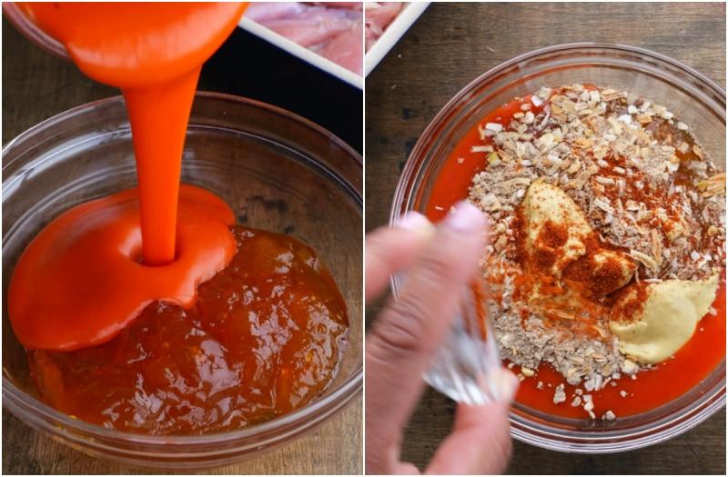 Mixing the glaze.