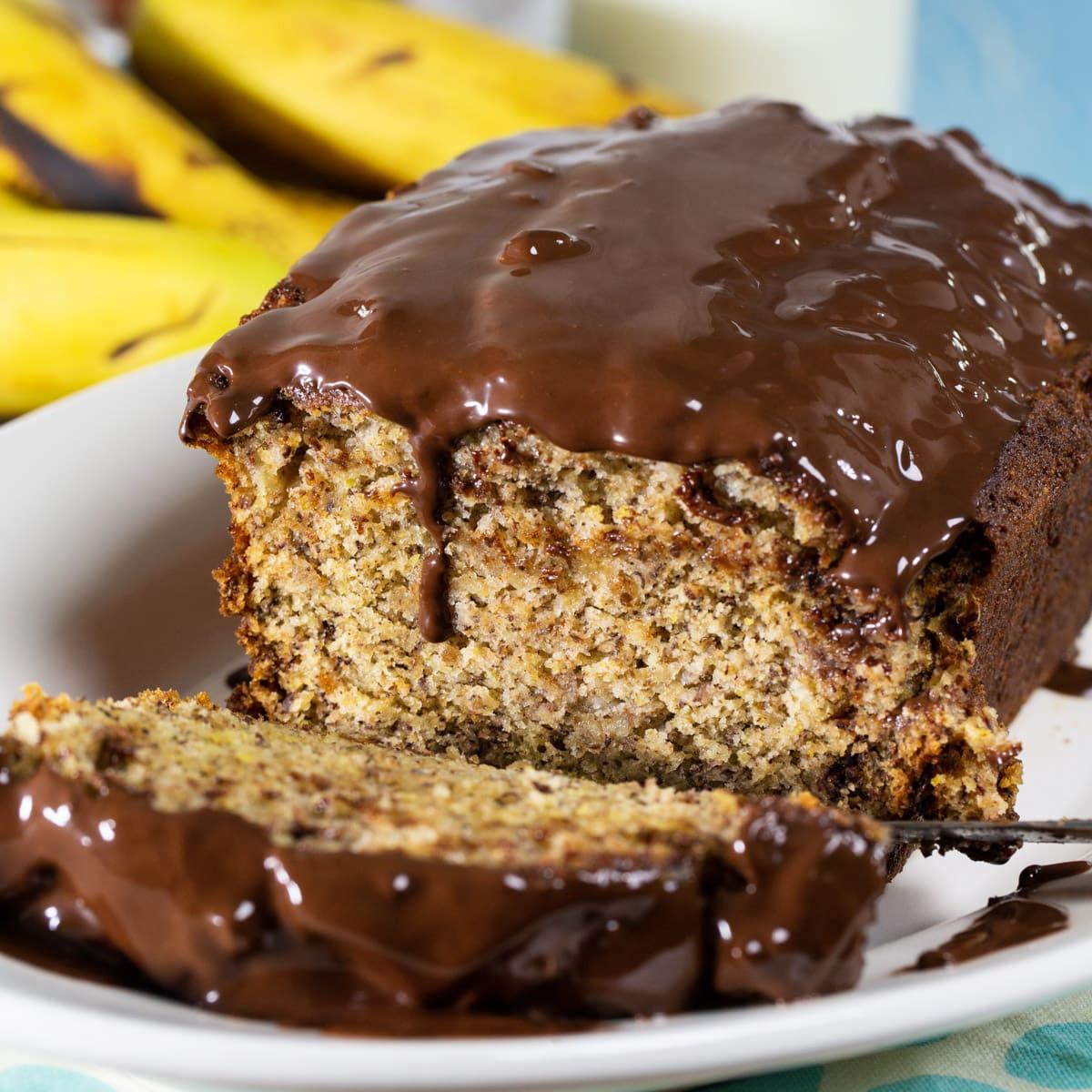 Banana Bread with Chocolate Glaze