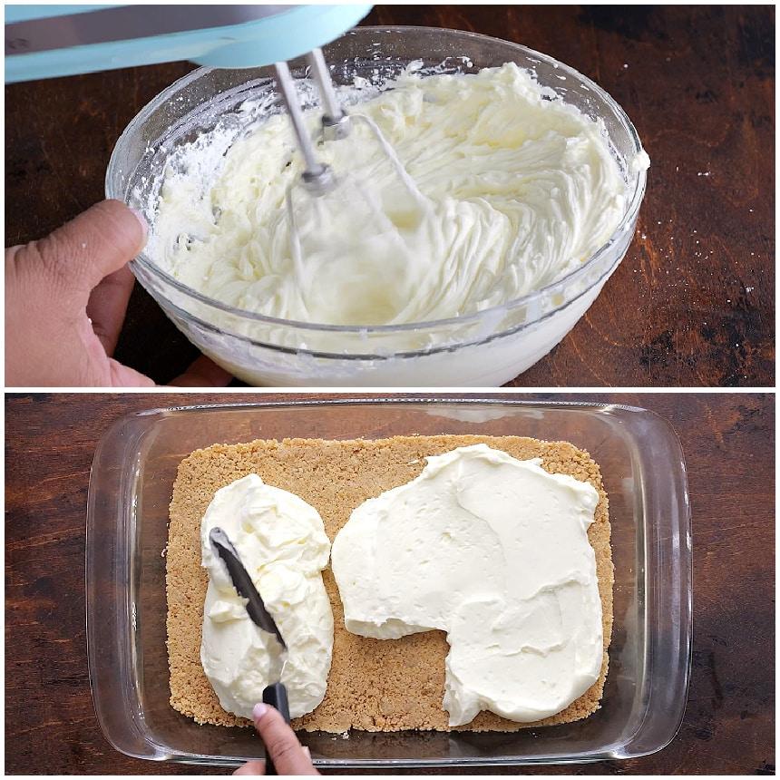 Making the cream cheese layer.
