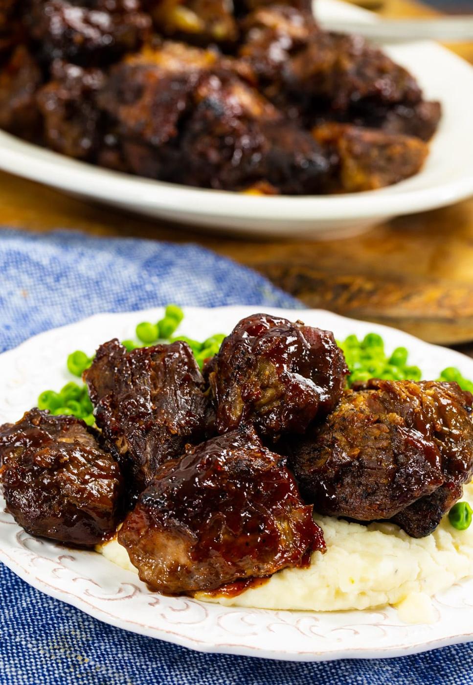 BBQ Pot Roast served over mashed potatoes.