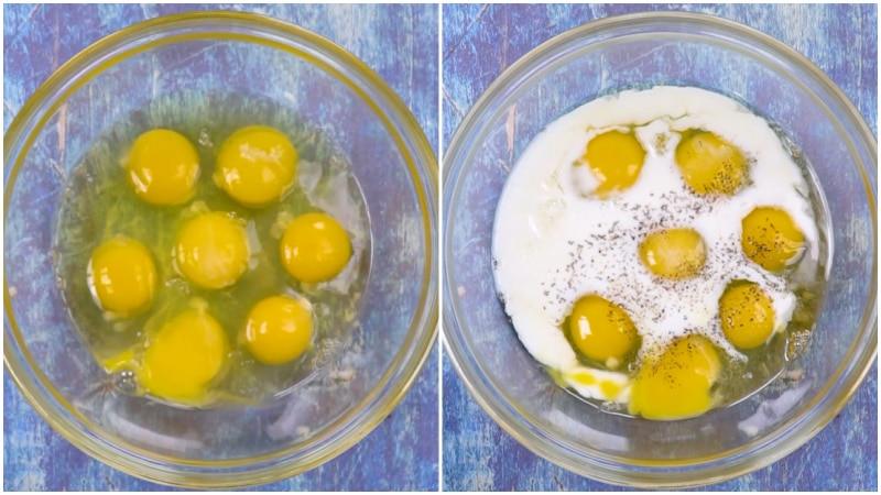 Egg mixture in bowl.