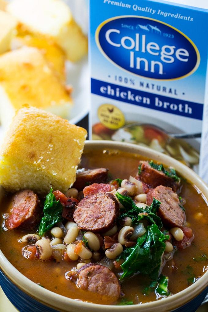 Black-Eyed Pea Stew with Sausage and Kale