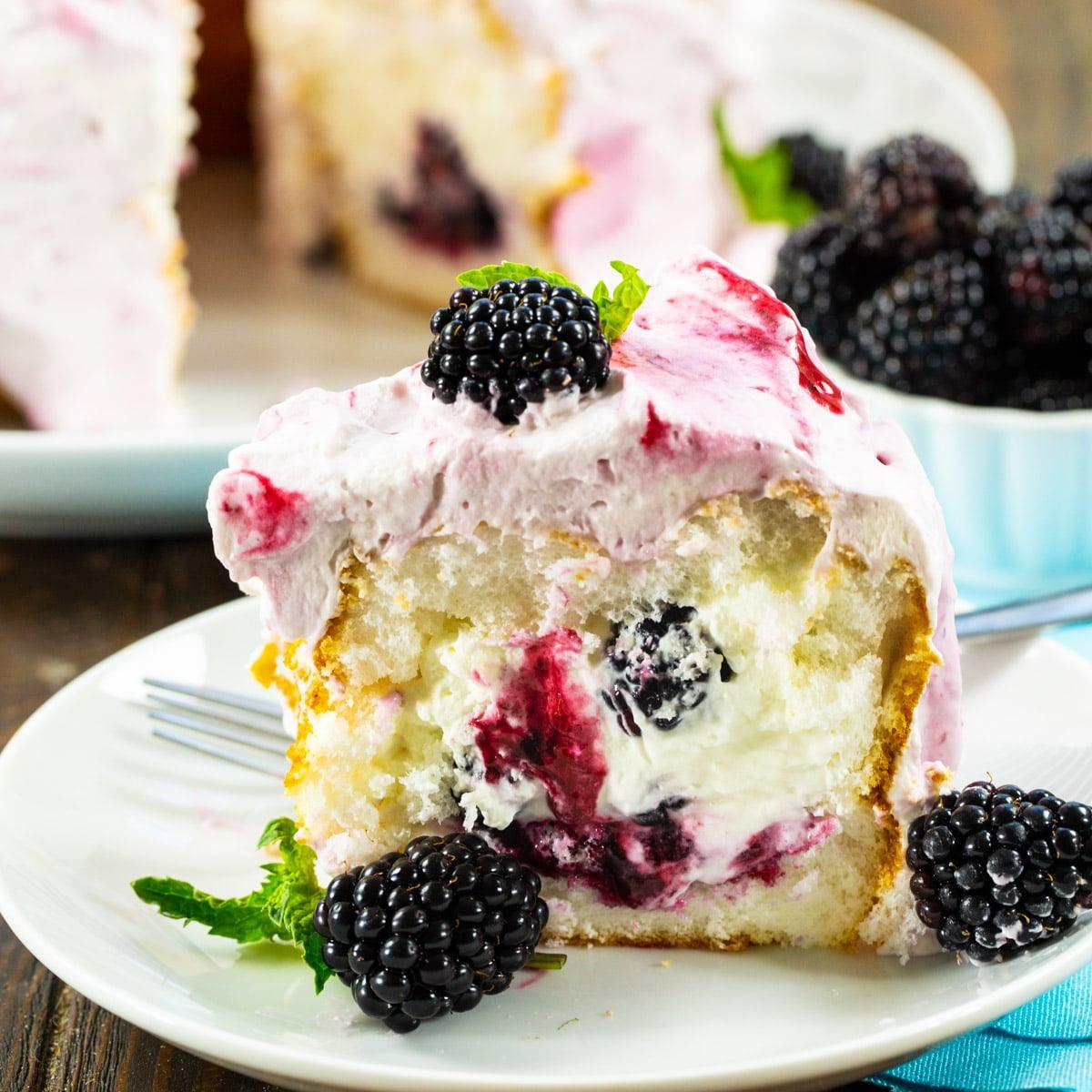 Blackberries and Cream Angel Food Cake