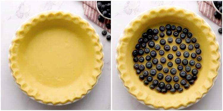 Blueberries in pie crust.