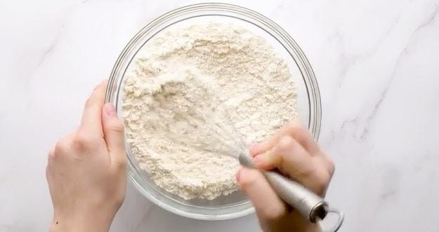 Combining dry ingredients.