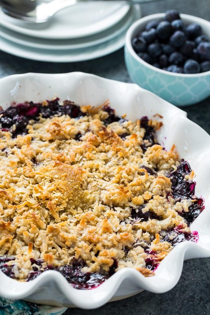 Blueberry Coconut Crisp made with fresh blueberries