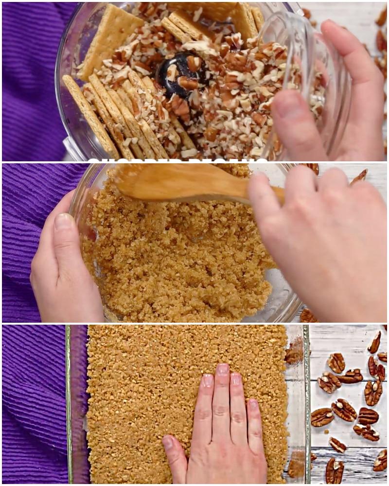 Steps of crust being made.
