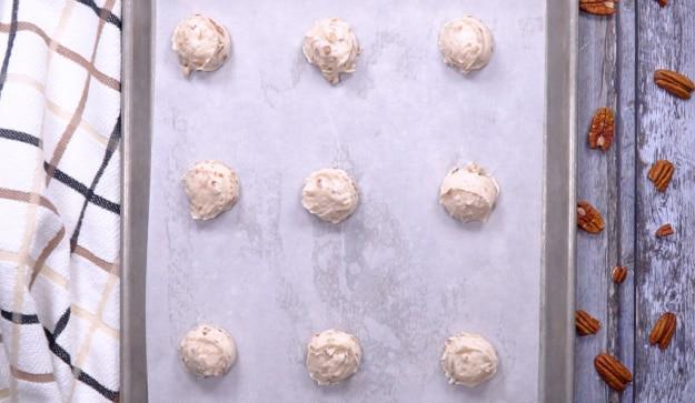 Balls on baking sheet.