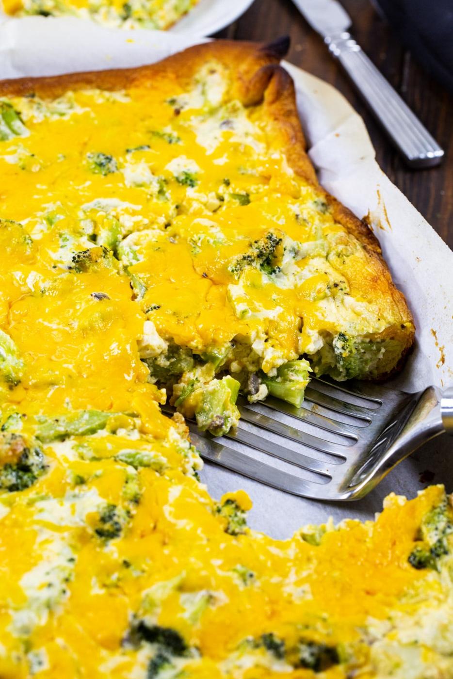 Broccoli Crescent Squares with a piece cut out.