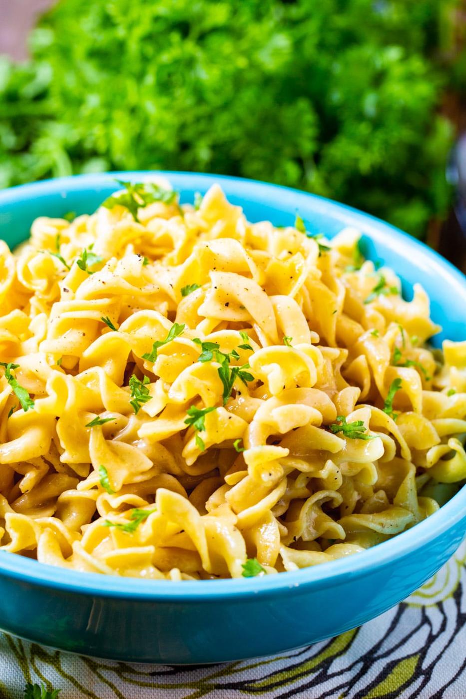 Buttered Noodles in a serving bowl.