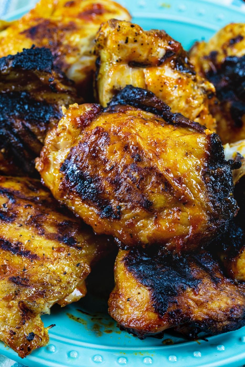 Grilled Chicken piled on a plate.