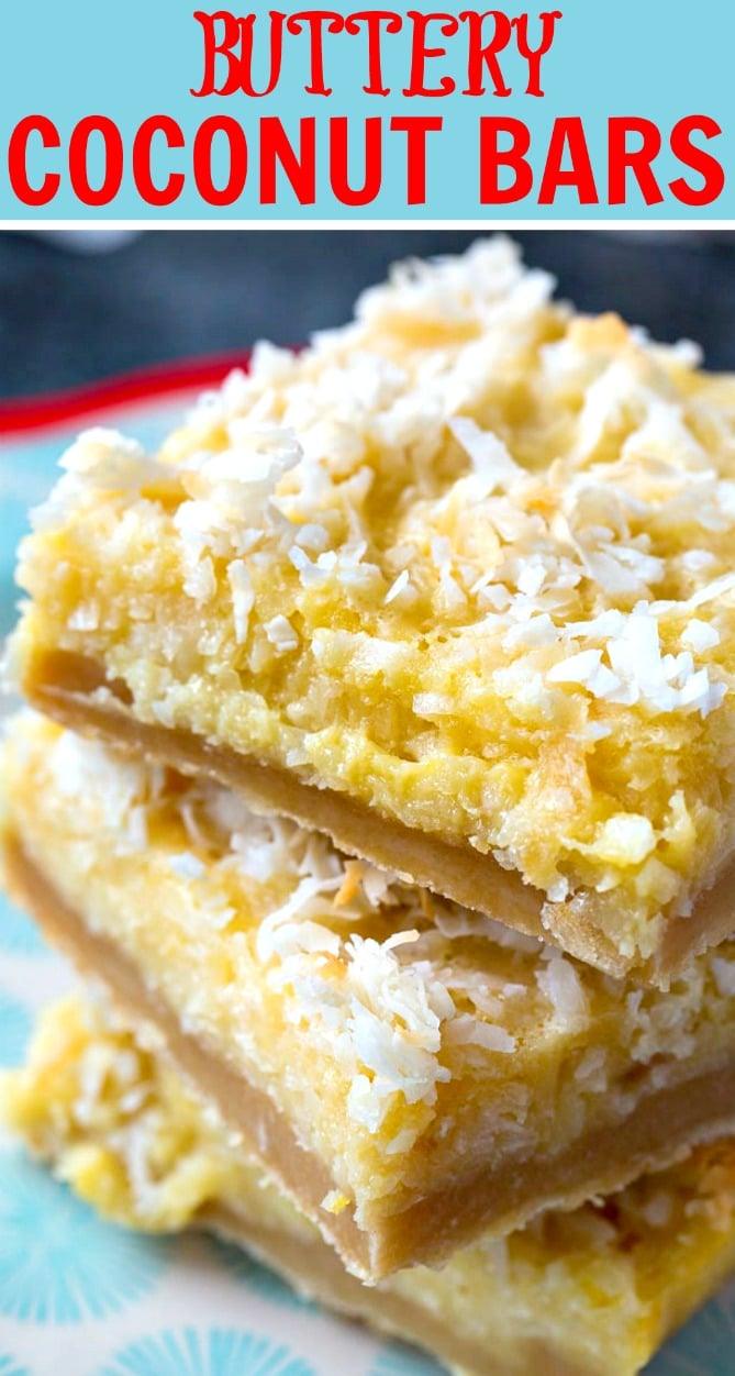 Butter Coconut Bars with Shortbread Crust
