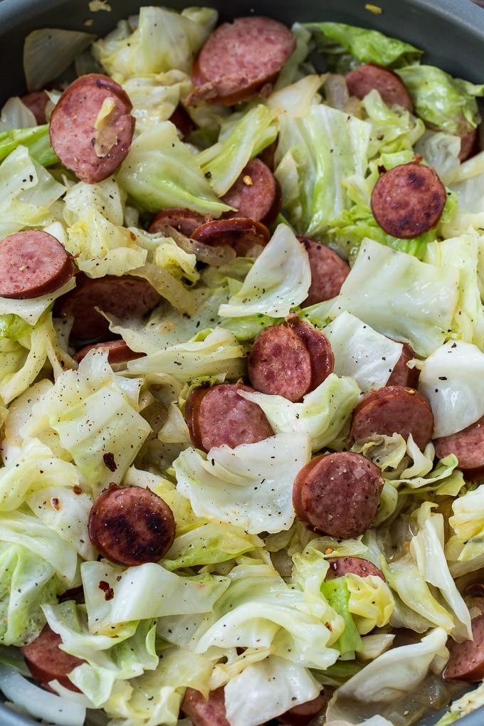 One Pan Cabbage and Kielbasa Skillet