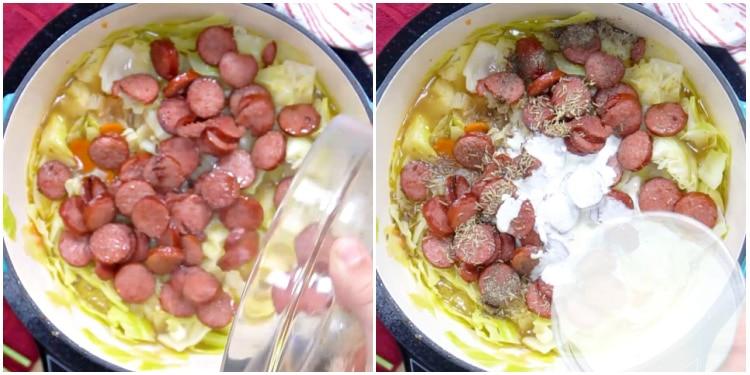 Sausage and heavy cream added.