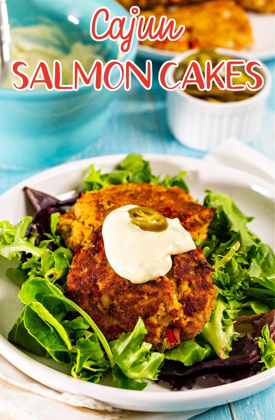 Cajun Salmon Cakes on a plate.