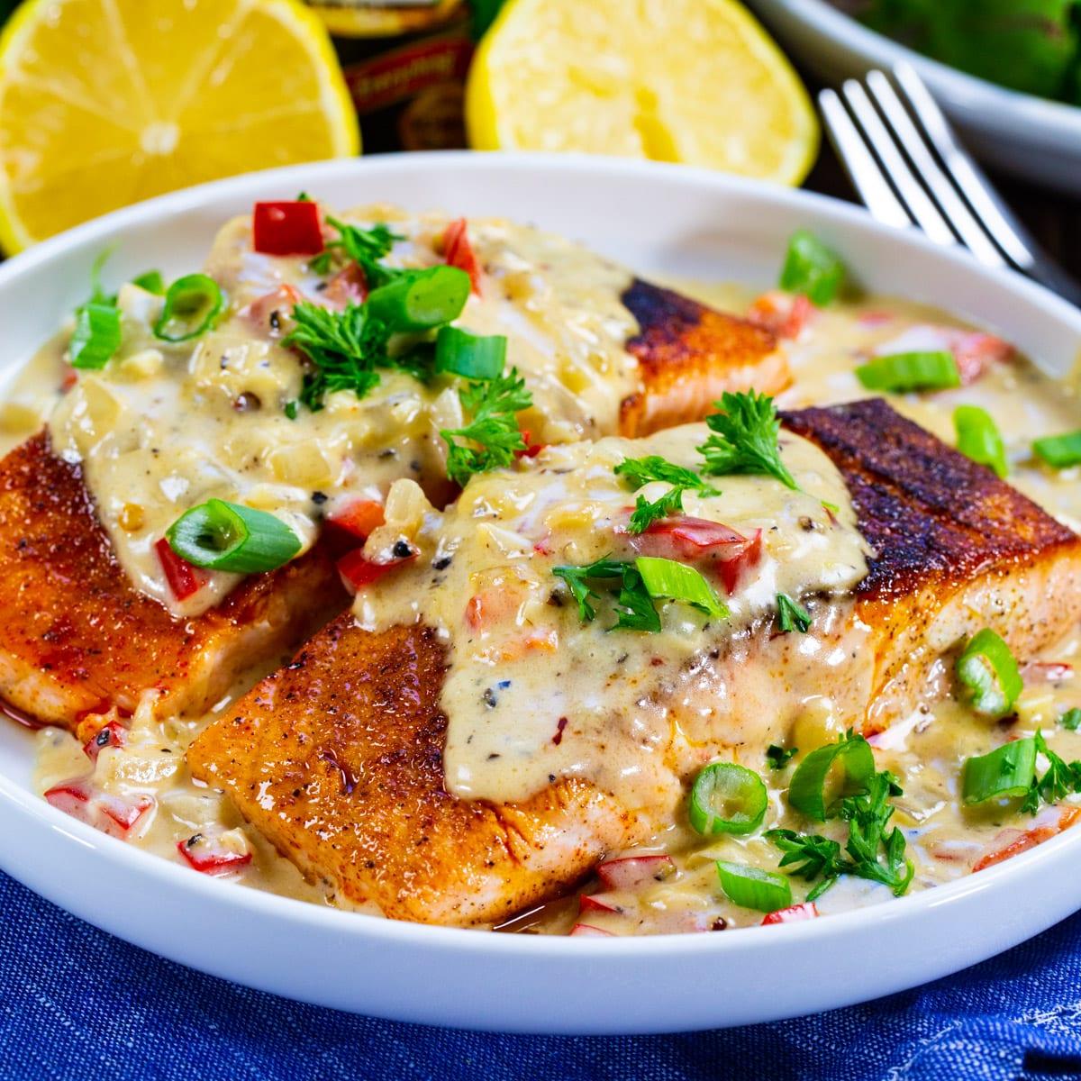 Cajun Salmon with Creamy Parmesan Sauce