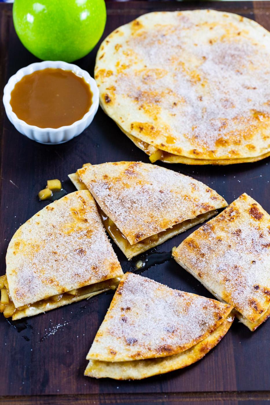Quesadilla cut into triangles.