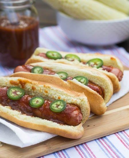 Hot Dogs with Dr. Pepper Barbecue Sauce