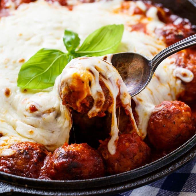 Cheesy Skillet Meatballs