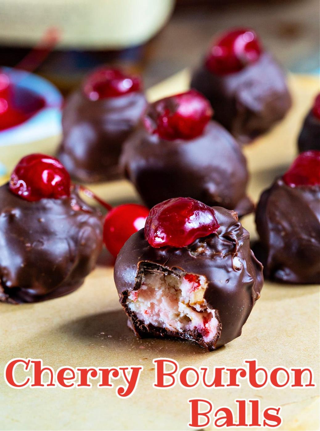 Close-up of bourbon balls.