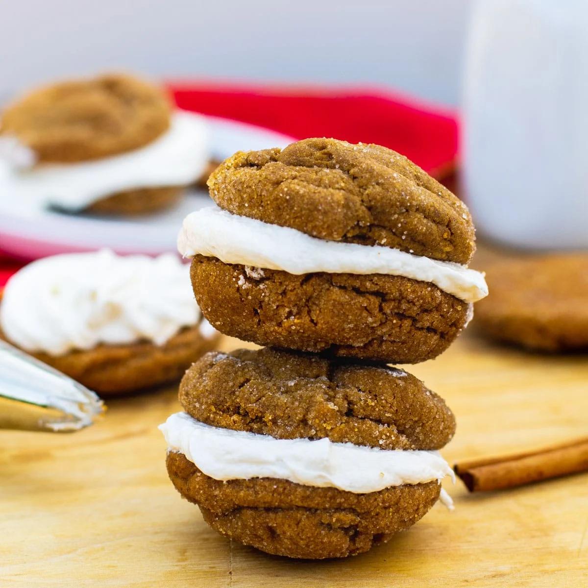 Chewy Gingerbread Sandwich Cookies