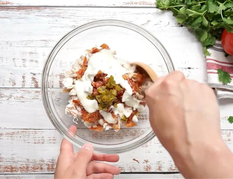 Quesadilla filling in a bowl.