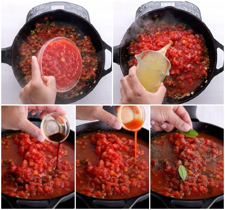 Adding remaining ingredients.