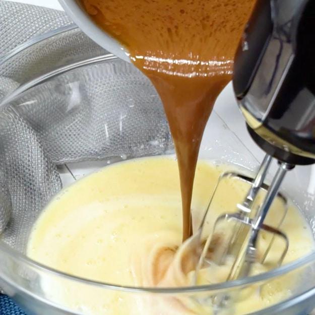 Butter mixture added to batter.