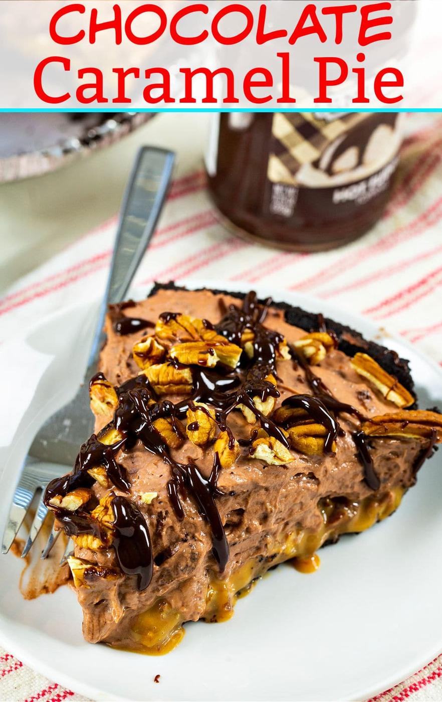 Slice of Chocolate Caramel Pie