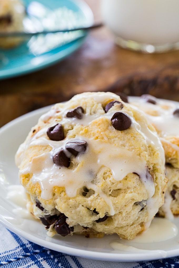 Chocolate Chip Biscuits with glaze