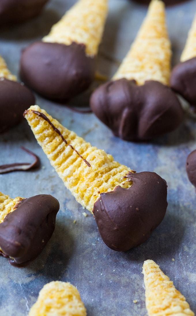 Chocolate Dipped Peanut Butter Bugles