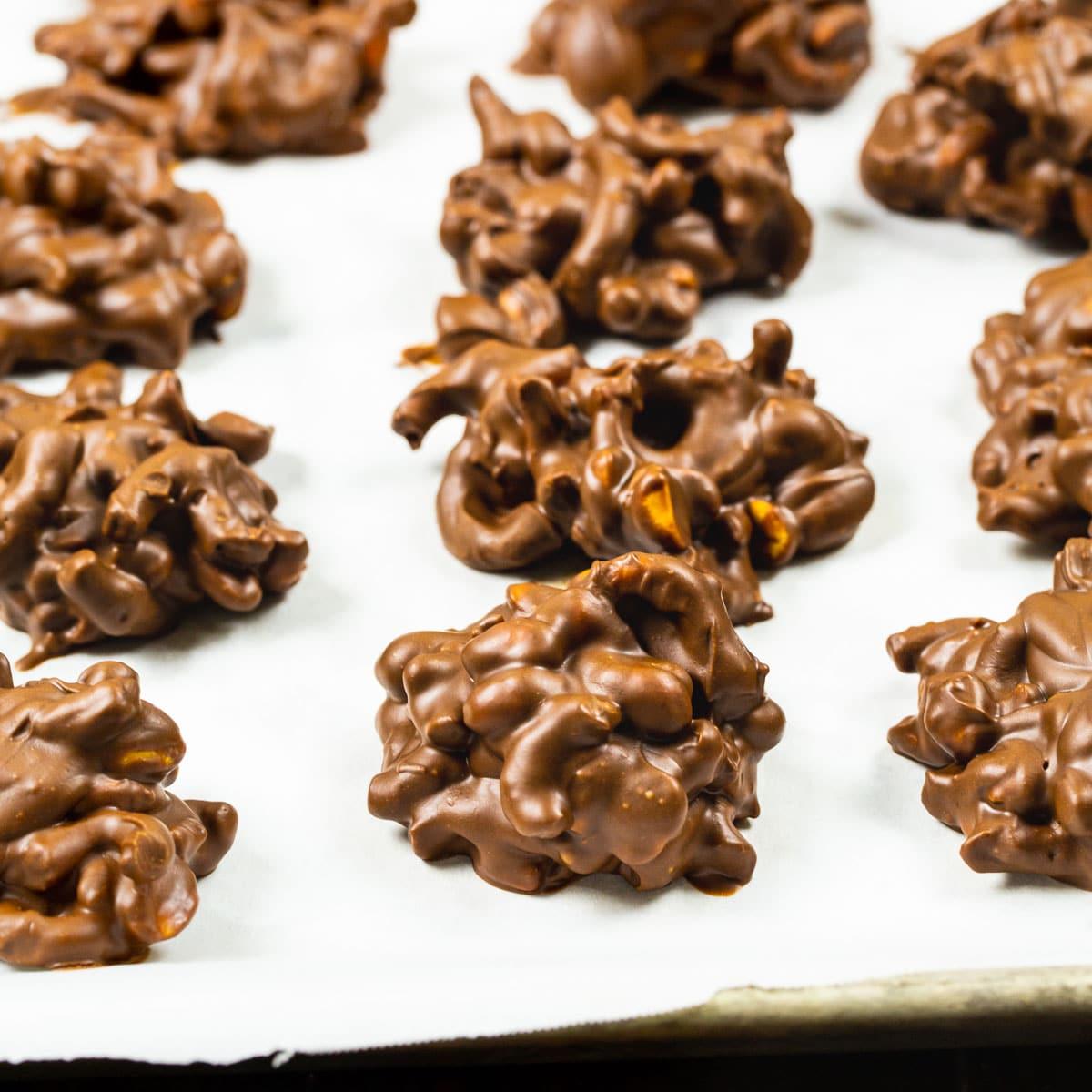 Chocolate Peanut Clusters with Pretzels
