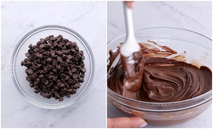Melting the chocolate.