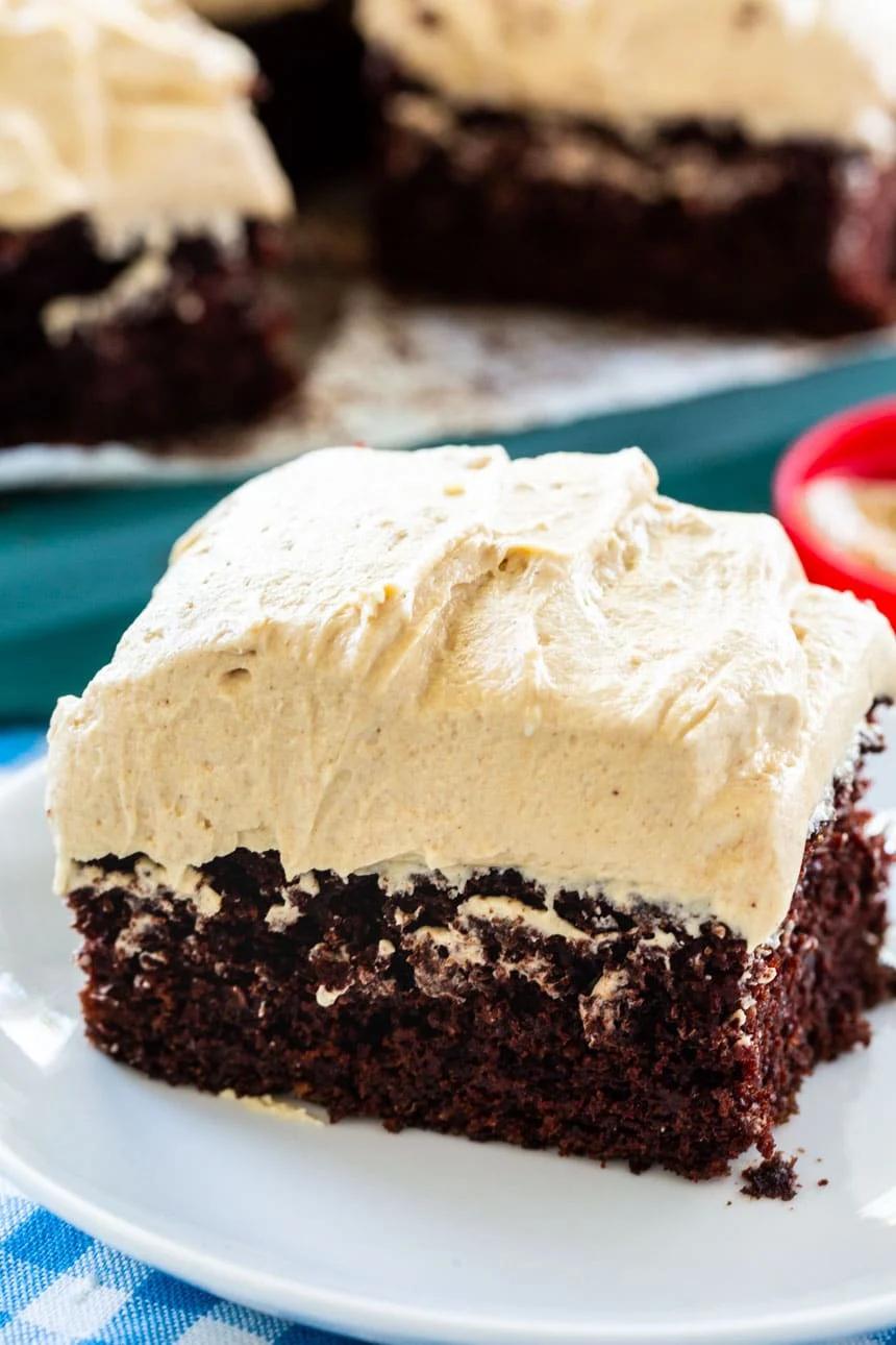 Chocolate Sheet Cake with Peanut Butter Frosting