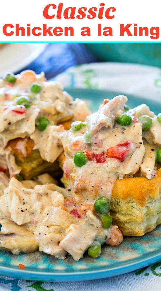 Classic Chicken a la King serve over puff pastry shells