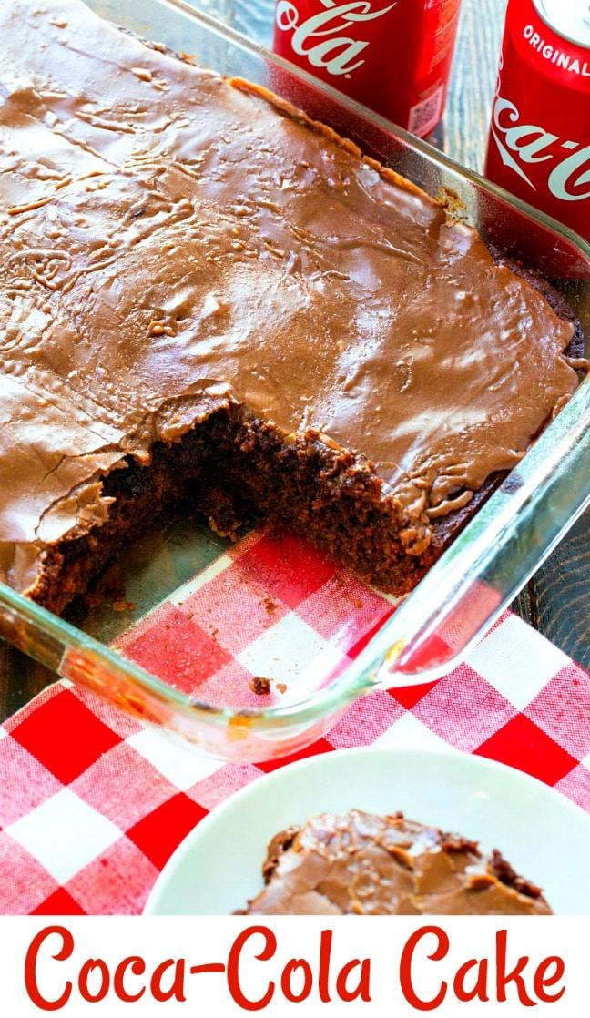 Coca Cola Cake in a 9x13-inch pan.