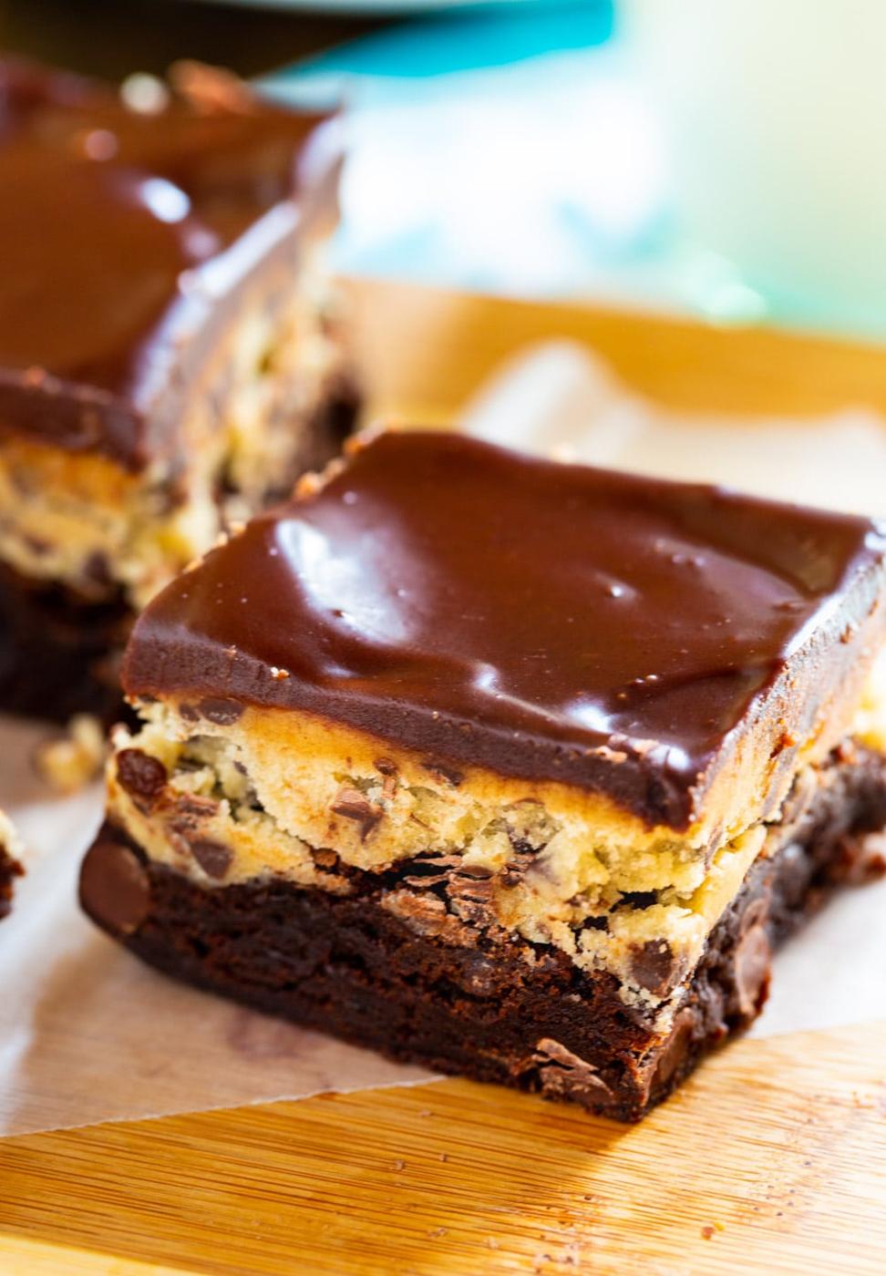 Cookie Dough Brownie close-up.