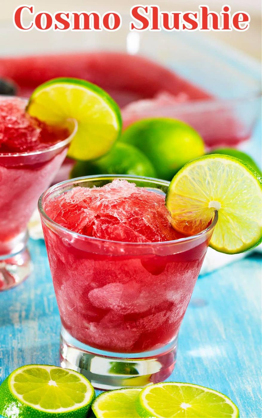 Cosmo Slushie in a glass.