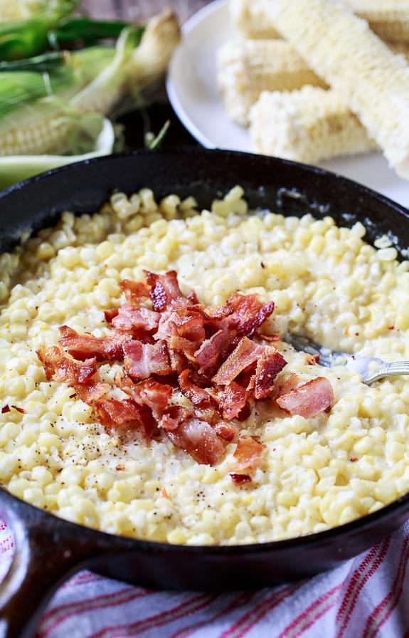 Country Fried Skillet Corn with bacon.