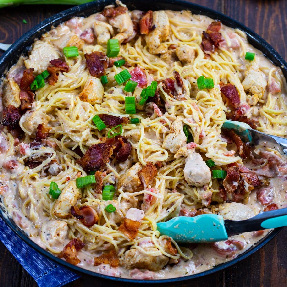 Creamy Angel Hair Pasta with Chicken and Bacon